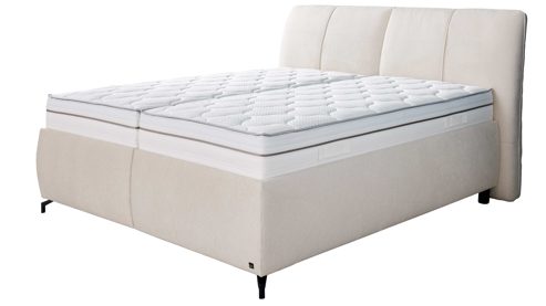 Polsterbett Interliving aus Stoff in Weiß Interliving Bettsystem Serie 1414 - Polsterbett elfenbeinfarbener Bezug GCP 11 - Liegefläche ca. 180 x 200 cm