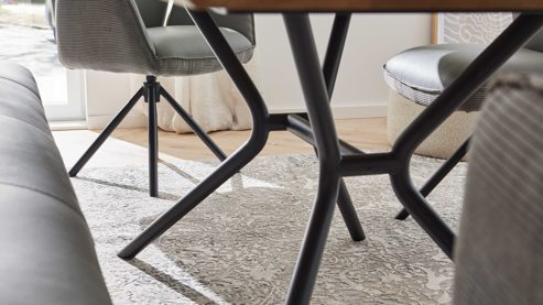 Esstisch Interliving aus Holz in Holzfarben Interliving Esszimmer Serie 5116 – Esstisch helle Wildeiche & schwarzes Metall - ca. 210 x 100 cm