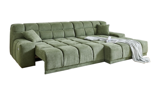 Ecksofa A. z. iwaniccy aus Stoff in Grün Polsterprogramm London - Funktions-Ecksofa grüner Chenillebezug Aragon 39 - Stellfläche ca. 309 x 196 cm