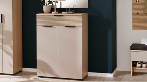 Kombikommode Interliving aus Holz in Grau Interliving Garderobe Serie 6015 - Kombikommode Steingrau & Eiche - eine Schublade, zwei Türen, Breite ca. 110 cm