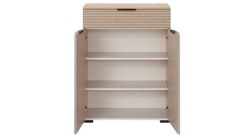 Kombikommode Interliving aus Holz in Grau Interliving Garderobe Serie 6015 - Kombikommode Steingrau & Eiche - eine Schublade, zwei Türen, Breite ca. 110 cm