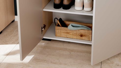 Kombikommode Interliving aus Holz in Grau Interliving Garderobe Serie 6015 - Kombikommode Steingrau & Eiche - eine Schublade, zwei Türen, Breite ca. 110 cm