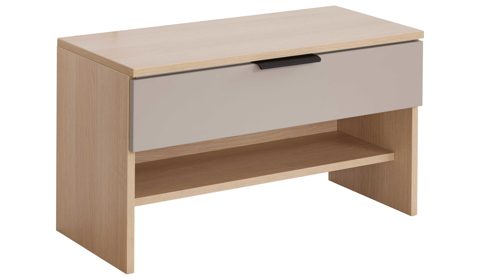 Garderobenbank Interliving aus Holz in Grau Interliving Garderobe Serie 6015 - Garderobenbank Steingrau & Eiche - eine Schublade, Länge ca. 80 cm