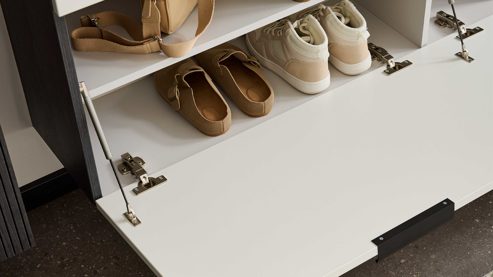 Garderoben-Set Interliving aus Holz in Weiß Interliving Garderobe Serie 6015 - Garderoben-Set Weiß & Mooreiche - sechsteilig