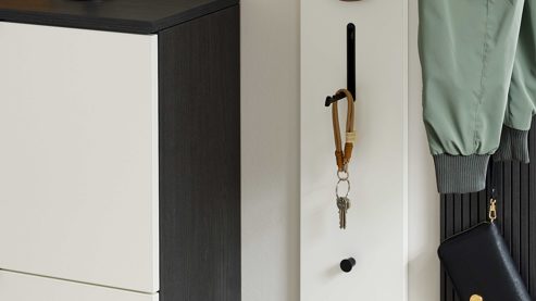 Garderoben-Set Interliving aus Holz in Weiß Interliving Garderobe Serie 6015 - Garderoben-Set Weiß & Mooreiche - sechsteilig