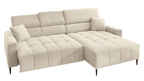 Ecksofa A. z. iwaniccy aus Stoff in Beige Polsterprogramm Simple - Funktions-Ecksofa beigefarbener Cordbezug Fjord 23 - Stellfläche ca. 256 x 180 cm