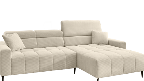 Ecksofa A. z. iwaniccy aus Stoff in Beige Polsterprogramm Simple - Funktions-Ecksofa beigefarbener Cordbezug Fjord 23 - Stellfläche ca. 256 x 180 cm