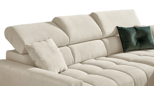 Ecksofa A. z. iwaniccy aus Stoff in Beige Polsterprogramm Simple - Funktions-Ecksofa beigefarbener Cordbezug Fjord 23 - Stellfläche ca. 256 x 180 cm