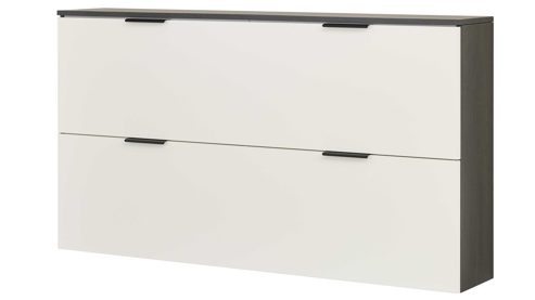 Schuhschrank Interliving aus Holz in Weiß Interliving Garderobe Serie 6015 - Schuhschrank Mattweiß & Mooreiche - zwei Klappen, Breite ca. 160 cm