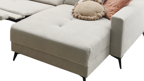 Ecksofa A. z. iwaniccy aus Stoff in Beige Polsterprogramm Bridge - Funktions-Ecksofa beigefarbener Chenillebezug Curio 84 Beige - Stellfläche ca. 251 x 165 cm