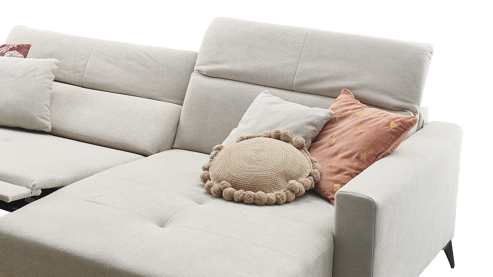 Ecksofa A. z. iwaniccy aus Stoff in Beige Polsterprogramm Bridge - Funktions-Ecksofa beigefarbener Chenillebezug Curio 84 Beige - Stellfläche ca. 251 x 165 cm