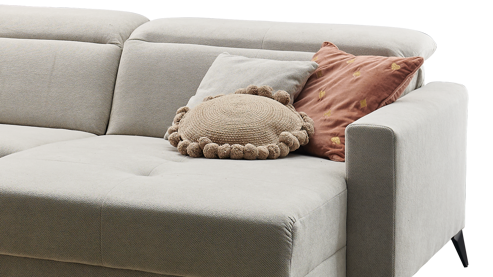 Ecksofa A. z. iwaniccy aus Stoff in Beige Polsterprogramm Bridge - Funktions-Ecksofa beigefarbener Chenillebezug Curio 84 Beige - Stellfläche ca. 251 x 165 cm