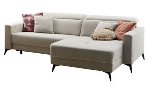 Ecksofa A. z. iwaniccy aus Stoff in Beige Polsterprogramm Bridge - Funktions-Ecksofa beigefarbener Chenillebezug Curio 84 Beige - Stellfläche ca. 251 x 165 cm