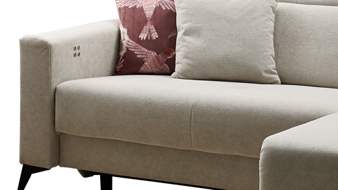 Ecksofa A. z. iwaniccy aus Stoff in Beige Polsterprogramm Bridge - Funktions-Ecksofa beigefarbener Chenillebezug Curio 84 Beige - Stellfläche ca. 251 x 165 cm