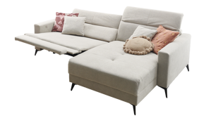 Ecksofa A. z. iwaniccy aus Stoff in Beige Polsterprogramm Bridge - Funktions-Ecksofa beigefarbener Chenillebezug Curio 84 Beige - Stellfläche ca. 251 x 165 cm
