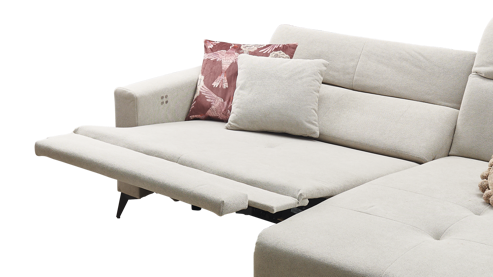 Ecksofa A. z. iwaniccy aus Stoff in Beige Polsterprogramm Bridge - Funktions-Ecksofa beigefarbener Chenillebezug Curio 84 Beige - Stellfläche ca. 251 x 165 cm