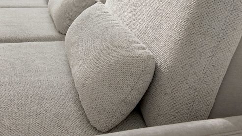 Einzelkissen Interliving aus Stoff in Creme Interliving Sofa Serie 4304 – Nierenkissen ecrufarbener Bezug Macan - ca. 58 x 25 cm