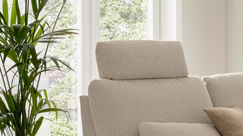 Kopfstütze Interliving aus Stoff in Creme Interliving Sofa Serie 4304 – Kopfstütze ecrufarbener Bezug Macan - ca. 72 x 22 cm