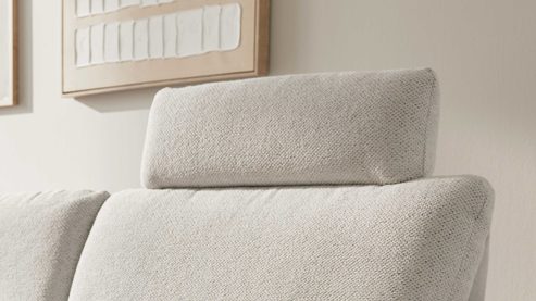 Kopfstütze Interliving aus Stoff in Creme Interliving Sofa Serie 4304 – Kopfstütze ecrufarbener Bezug Macan - ca. 72 x 22 cm