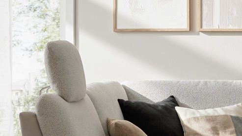 Kopfstütze Interliving aus Stoff in Creme Interliving Sofa Serie 4304 – Comfort-Kopfstütze ecrufarbener Bezug Macan - ca. 44 x 22 cm