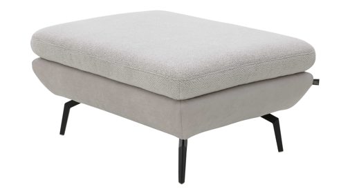 Polsterhocker Interliving aus Stoff in Creme Interliving Sofa Serie 4304 – XL-Polsterhocker ecrufarbener Bezug Macan & silberfarbener Bezug Vera – 95 x 47 cm