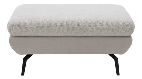 Polsterhocker Interliving aus Stoff in Creme Interliving Sofa Serie 4304 – XL-Polsterhocker ecrufarbener Bezug Macan & silberfarbener Bezug Vera – 95 x 47 cm