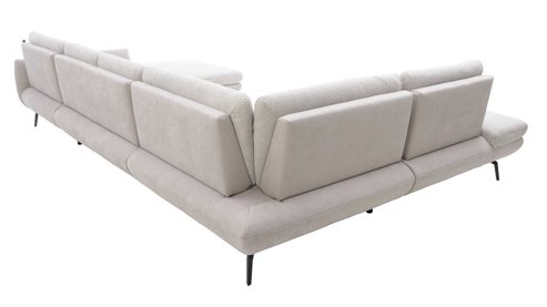 Ecksofa Interliving aus Stoff in Creme Interliving Sofa Serie 4304 – Wohnlandschaft ecrufarbener Bezug Macan & silberfarbener Bezug Vera – Stellfläche ca. 243 x 357 cm