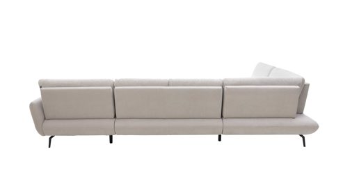 Ecksofa Interliving aus Stoff in Creme Interliving Sofa Serie 4304 – Wohnlandschaft ecrufarbener Bezug Macan & silberfarbener Bezug Vera – Stellfläche ca. 243 x 357 cm