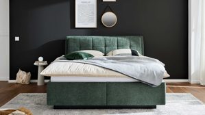 Polsterbett Interliving aus Stoff in Grün Interliving Bettensystem Serie 1420 - Polsterbett moosgrüne Chenille Toni - Liegefläche ca. 180 x 200 cm