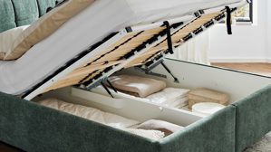 Polsterbett Interliving aus Stoff in Grün Interliving Bettensystem Serie 1420 - Polsterbett moosgrüne Chenille Toni - Liegefläche ca. 180 x 200 cm