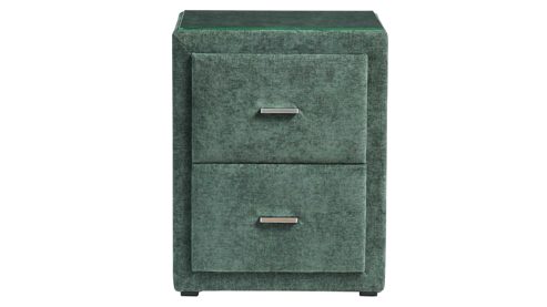 Nachtkommode Interliving aus Stoff in Grün Interliving Bettensystem Serie 1420 - Nachtkommode moosgrüne Chenille Toni - zwei Schubladen, Breite ca. 48 cm