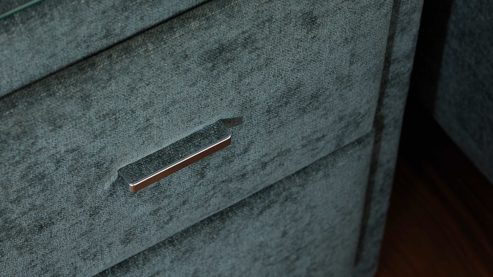 Nachtkommode Interliving aus Stoff in Grün Interliving Bettensystem Serie 1420 - Nachtkommode moosgrüne Chenille Toni - zwei Schubladen, Breite ca. 48 cm