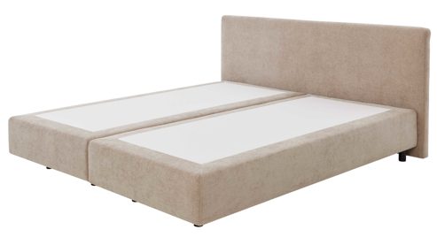 Boxspringbett Interliving aus Stoff in Beige Interliving Bettensystem Serie 1420 - Boxspringbett mit Maßkopfteil beige Chenille Toni & Füße K08-10 - Liegefläche ca. 180 x 200 cm