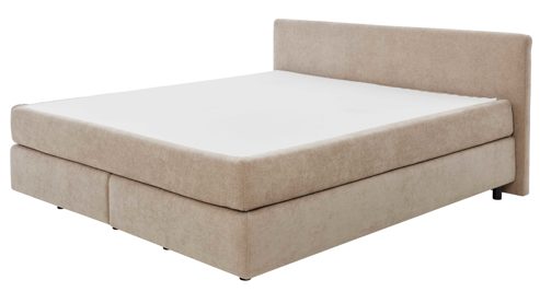 Boxspringbett Interliving aus Stoff in Beige Interliving Bettensystem Serie 1420 - Boxspringbett mit Maßkopfteil beige Chenille Toni & Füße K08-10 - Liegefläche ca. 180 x 200 cm