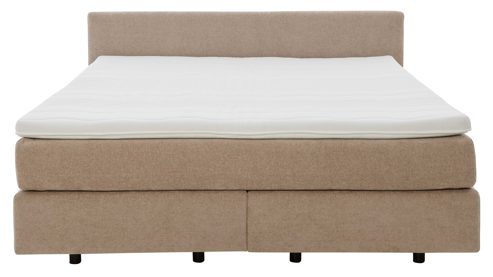 Boxspringbett Interliving aus Stoff in Beige Interliving Bettensystem Serie 1420 - Boxspringbett mit Maßkopfteil beige Chenille Toni & Füße K08-10 - Liegefläche ca. 180 x 200 cm