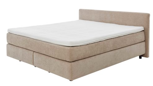 Boxspringbett Interliving aus Stoff in Beige Interliving Bettensystem Serie 1420 - Boxspringbett mit Maßkopfteil beige Chenille Toni & Füße K08-10 - Liegefläche ca. 180 x 200 cm