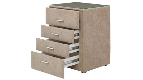 Nachtkommode Interliving aus Stoff in Beige Interliving Bettensystem Serie 1420 - Nachtkommode beige Chenille Toni - vier Schubladen, Breite ca. 50 cm