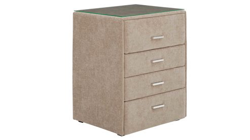 Nachtkommode Interliving aus Stoff in Beige Interliving Bettensystem Serie 1420 - Nachtkommode beige Chenille Toni - vier Schubladen, Breite ca. 50 cm
