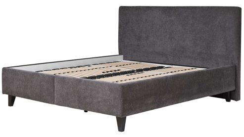 Polsterbett Interliving aus Stoff in Anthrazit Interliving Bettensystem Serie 1420 - Polsterbett anthrazitfarbener Bezug Vera & schwarze Holzfüße W016-15 - Liegefläche ca. 180 x 200 cm