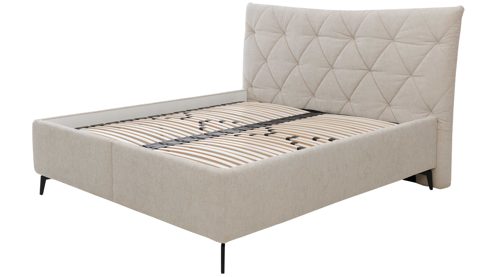 Polsterbett Interliving aus Stoff in Creme Interliving Bettensystem Serie 1420 - Polsterbett naturfarbener Bezug Harry &  & schwarze Metallfüße W010-15 M01 - Liegefläche ca. 180 x 200 cm