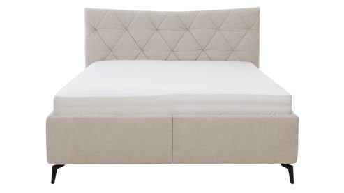 Polsterbett Interliving aus Stoff in Creme Interliving Bettensystem Serie 1420 - Polsterbett naturfarbener Bezug Harry &  & schwarze Metallfüße W010-15 M01 - Liegefläche ca. 180 x 200 cm