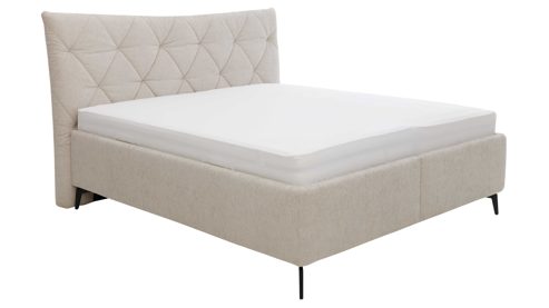 Polsterbett Interliving aus Stoff in Creme Interliving Bettensystem Serie 1420 - Polsterbett naturfarbener Bezug Harry &  & schwarze Metallfüße W010-15 M01 - Liegefläche ca. 180 x 200 cm