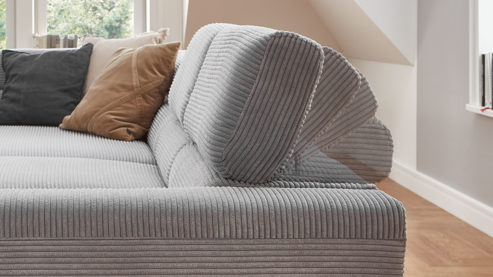 Ecksofa SOFAkultur aus Stoff in Grau SOFAkultur Programm SK 770 - Ecksofa grauer Cordbezug - Stellfläche ca. 219 x 309 cm