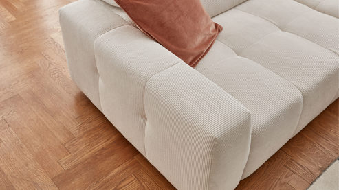 Ecksofa SOFAkultur aus Stoff in Weiß SOFAkultur Programm SK 748 - Ecksofa weißer Feincord - Stellfläche ca. 258 x 217 cm