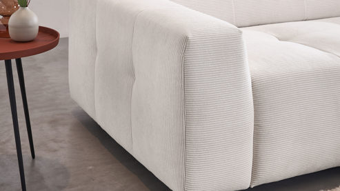 Ecksofa SOFAkultur aus Stoff in Weiß SOFAkultur Programm SK 748 - Ecksofa weißer Feincord - Stellfläche ca. 258 x 217 cm