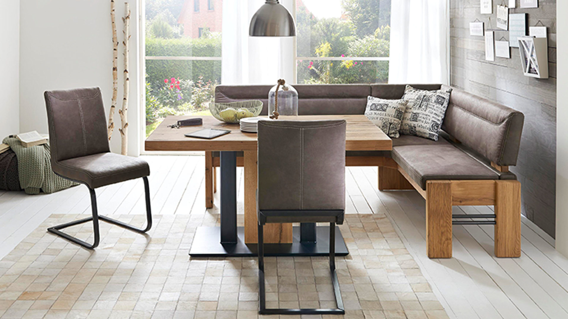 Schwingstuhl combinessa aus Stoff in Grau Combinessa Gino - Schwingstuhl elephantfarbene Mikrofaser 760-80 & schwarzes Metallgestell