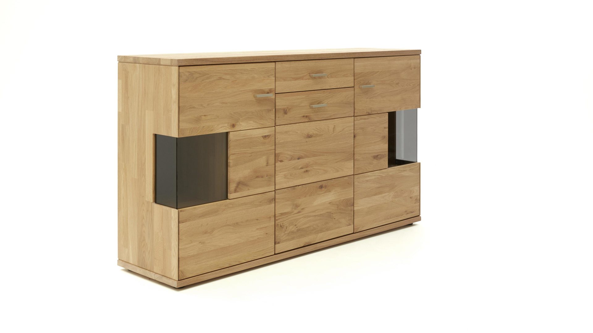 Sideboard Decker aus Holz in Holzfarben Sideboard biancofarbene Wildeiche – drei Türen, eine Schublade