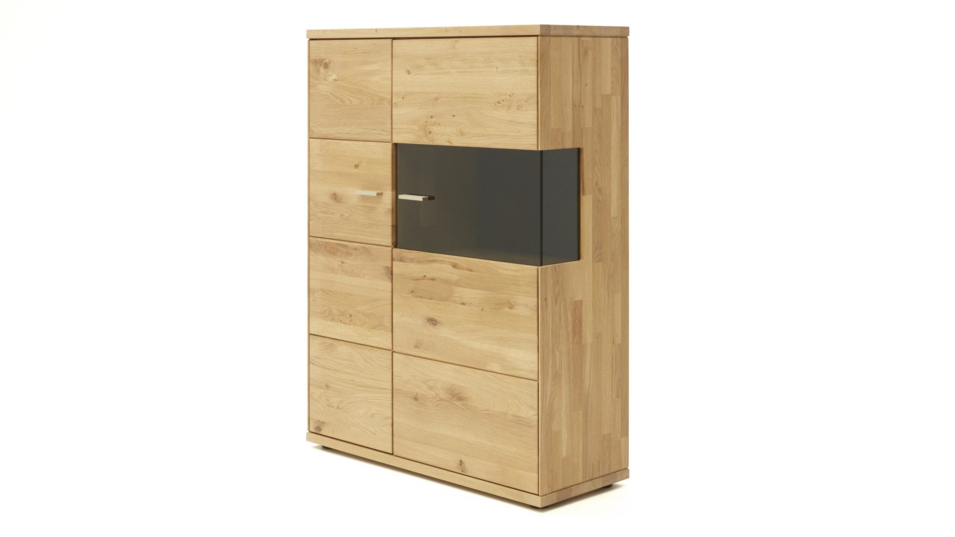 Highboard Decker aus Holz in Holzfarben Highboard biancofarbene Wildeiche – zwei Türen
