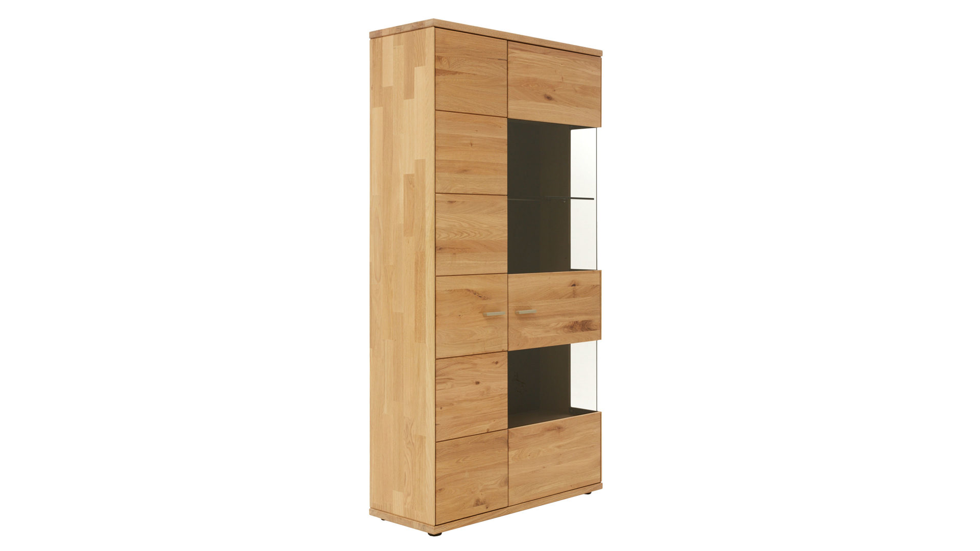 Vitrine Decker aus Holz in Holzfarben Vitrinenschrank biancofarbene Wildeiche – zwei Türen