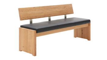 Polsterbank Decker aus Leder in Grau Sitzbank mit Lederbezug bzw. Polsterbank anthrazitfarbenes Leder 5631 & biancofarbene Wildeiche – Länge ca. 160 cm